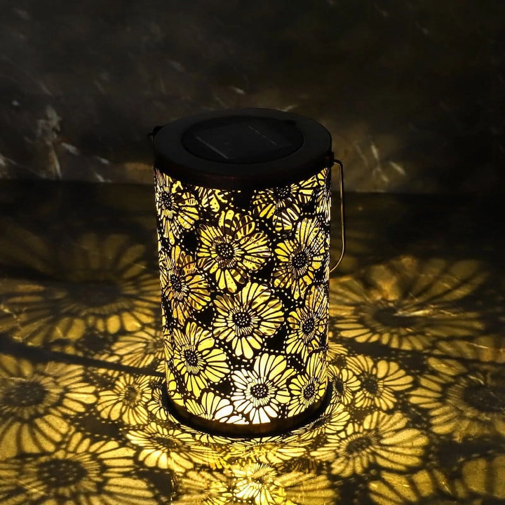 Lampa solara gradina YANYXR, decorativa, LED, aurie, 14x14x21cm