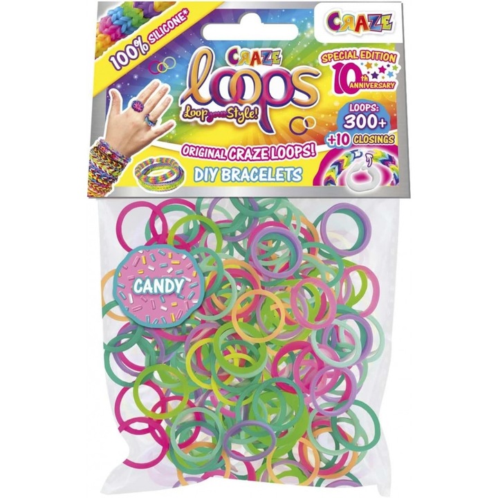 Trusa creativa, Craze, Bucle, Bratari DIY, 300 buc. benzi de cauciuc