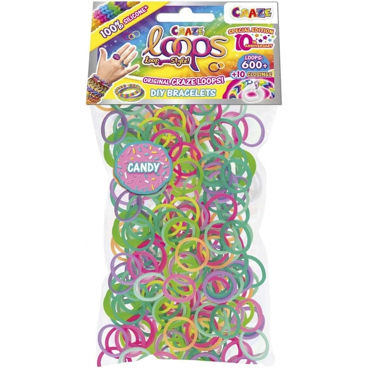Trusa creativa, Craze, Bucle, Bratari DIY, 600 buc. benzi de cauciuc