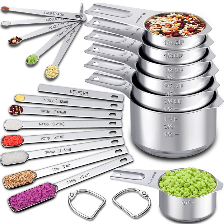 Комплект метални измервателни инструменти SWJOYOL, 20 части, сребърни, 16,5x9x8,4 см