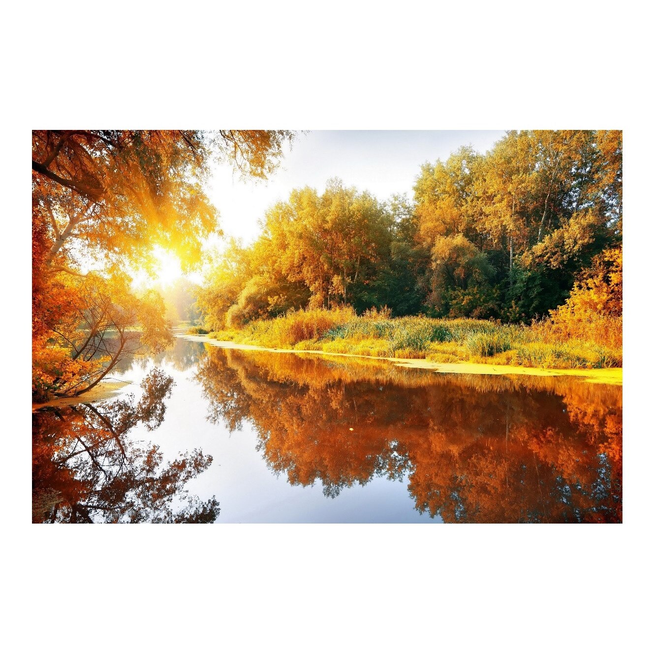 Fototapet Apus de soare pe rau (270 x 255 cm)