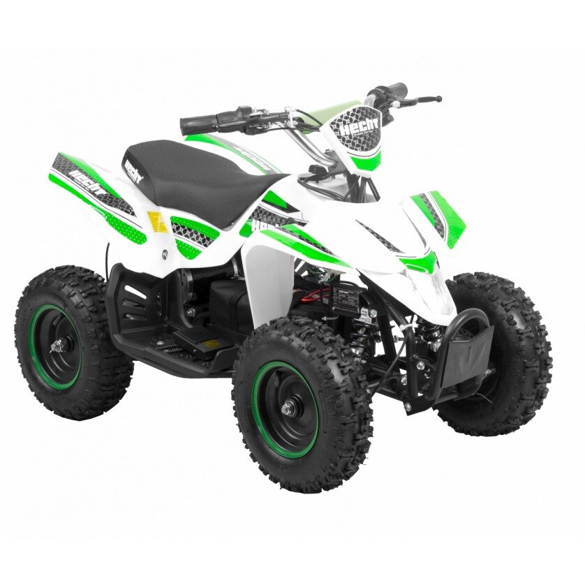 ATV electric HECHT 54803, autonomie 13-18 km, 25 km/h, capacitate admisa 60 kg, alb-verde