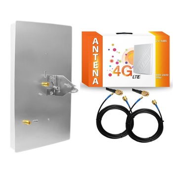 Antena duala MiMo LTE 800/1800/2600MHz, 2x14dBi, include cabluri cu lungimea 5m si mufe SMA Antena duala MiMo LTE 800/1800/2600MHz, 2x14dBi, include cabluri cu lungimea 5m si mufe SMA