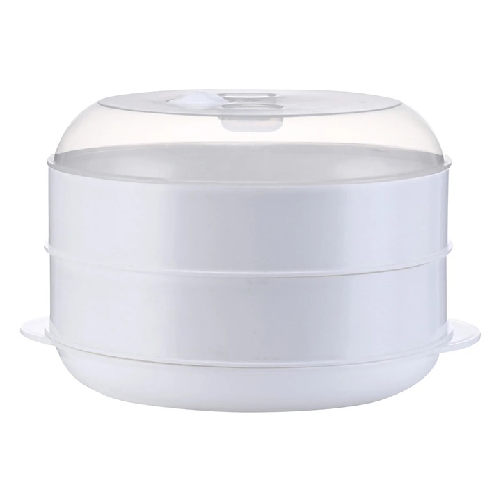 Vaporiera plastic cu capac, 1/2 nivel, alb, 26.5x16cm