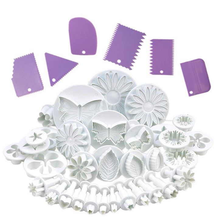 Set 33 forme prajituri SWJOYOL, plastic, alb