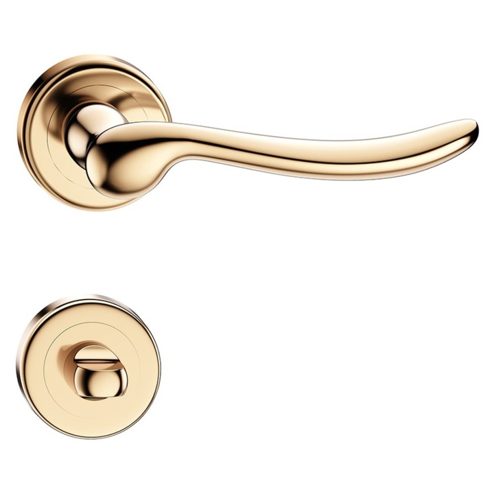 Set maner usa din aliaj de zinc si rozeta WC, auriu lucios, stil clasic