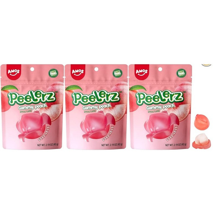 Желирани Бонбони AMOS Peelerz, Праскова, 65гр, 3 броя