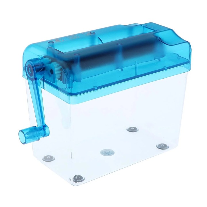 Distrugator de documente manual, taiere A6, dimensiuni 16x14.5x11cm, culoare aleatorie