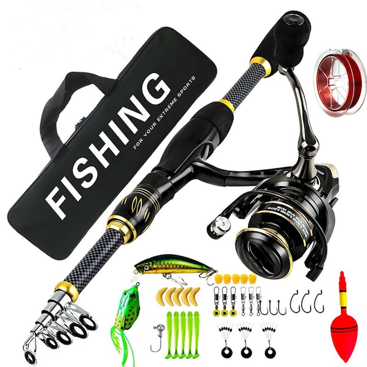 Set lansete feeder FISHING 41cm carbon fiber, 1.8m, negru, usor, rapid, SWJOYOL, 38Pcs, Negru
