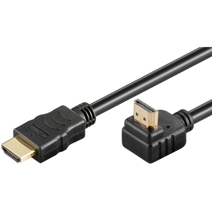 Cablu HDMI2.0 cu ethernet 19p tata - HDMI 19p tata 90° aurit OFC 1.5m