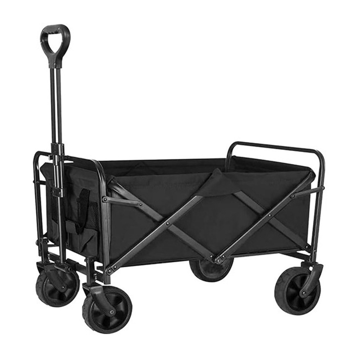 Сгъваема транспортна количка SWJOYOL, капацитет 150 кг, 4 колела, черна