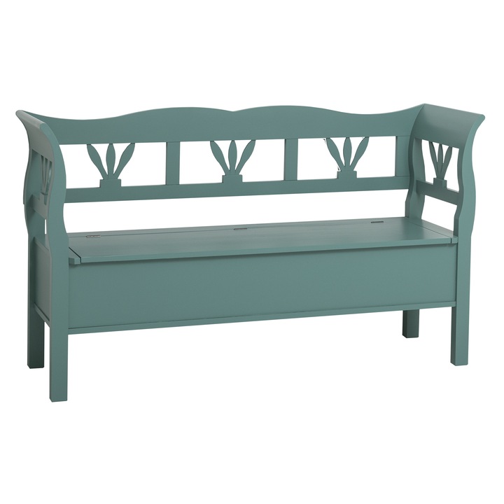 Banca mare, culoare albastru P117, vopsit, 100% lemn masiv, 163x92x48 cm