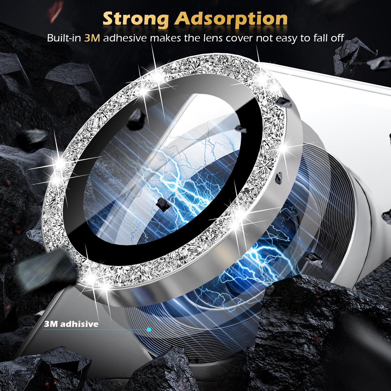 Folie Camera Daden din sticla pentru Samsung S25, Sticla securizata/Aluminiu, 9H, cu diamant, Ultra Rezistenta, Argintiu/Transparent