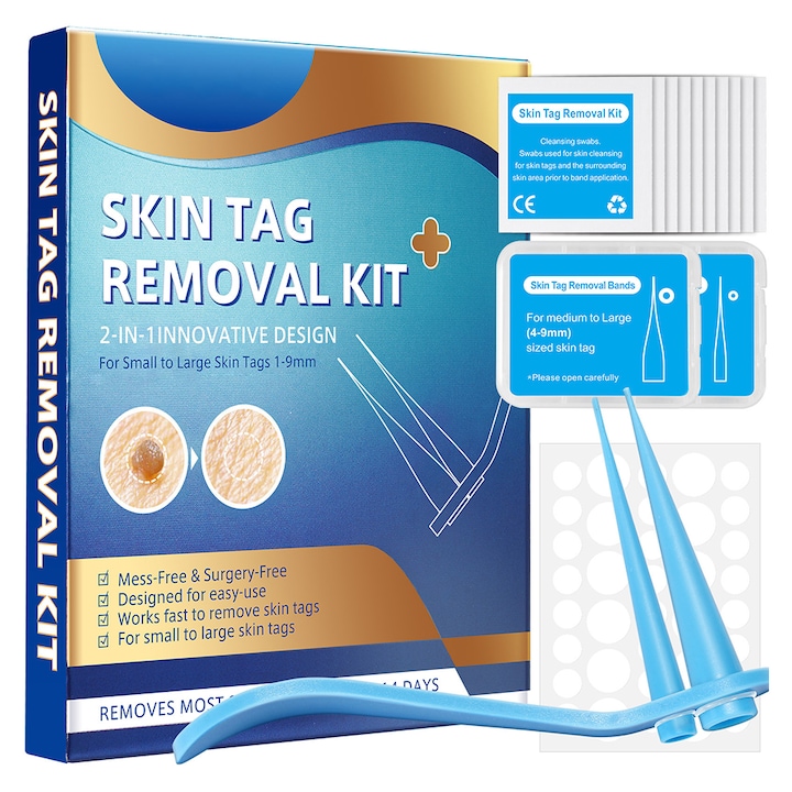 Set Indepartare Papiloame, Chucai, 2-9mm, Albastru, 40 Benzi de Indepartare, 36 Pachete de Reparare