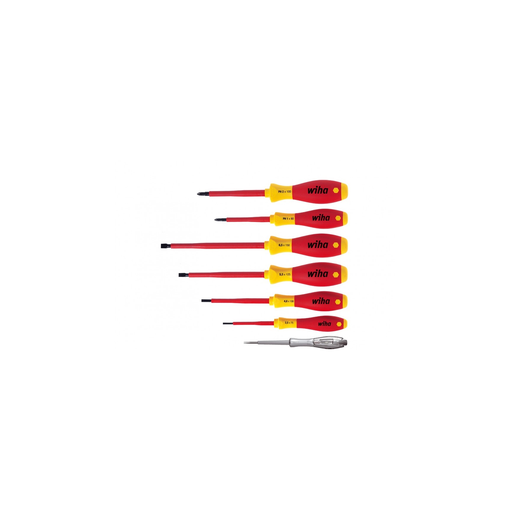 Set 7 surubelnite SL/PH WIHA SoftFinish izolate electric VDE-GS cu tester 110 - 230 V