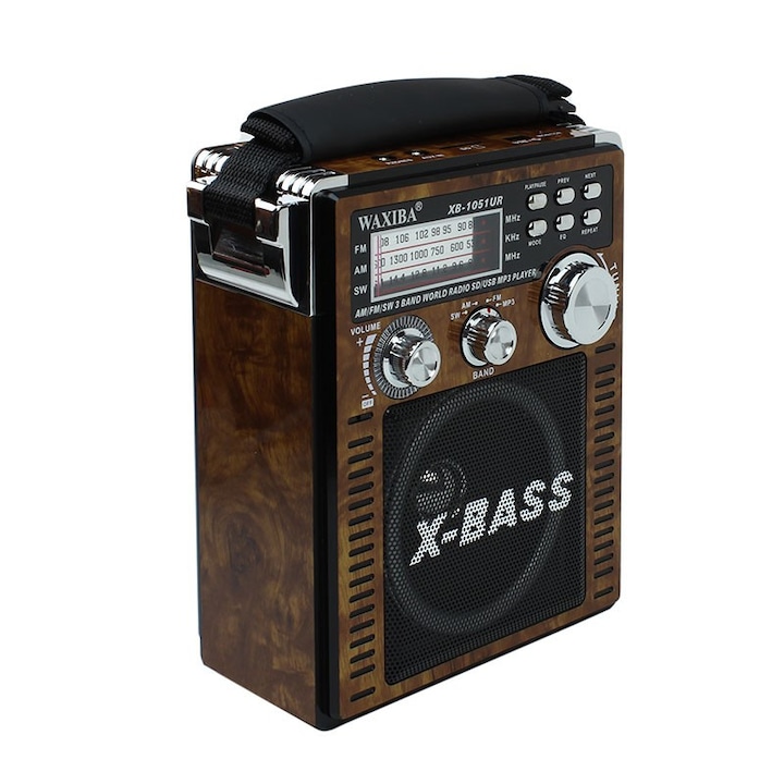 Radio retro, MP3 player, SD/USB, 3 frecvente, control volum, Waxiba