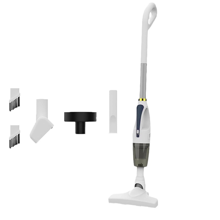 Aspirator de mana fara fir, multifunctional, 60W, 3.7V, 30min autonomie, alb, 105cm