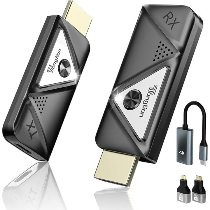 Комплект за безжичен HDMI удължител, 1080P@60Hz, обхват 30 м, с Plug and Play поддръжка, USB Type C към HDMI адаптер, поддръжка на 4k, mini HDMI + micro поддръжка на 8k, за кино, стрийминг, офис