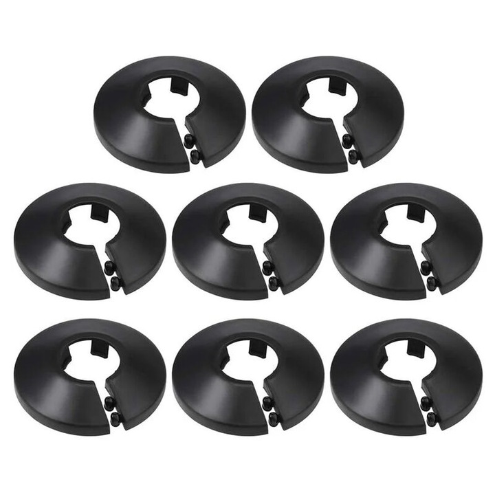 Capace decorative pentru tevi de apa, 16mm, set de 8 bucati, negru