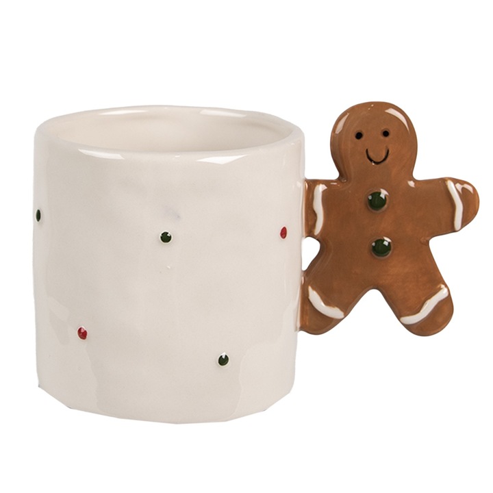 4 darabos mézeskalács mintás többszínű kerámia bögre szett, 15x9x9 cm, 325 ml