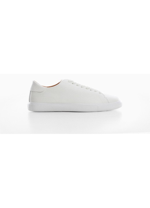 Pantofi sport din piele naturala uni, Mango, Alb, 43