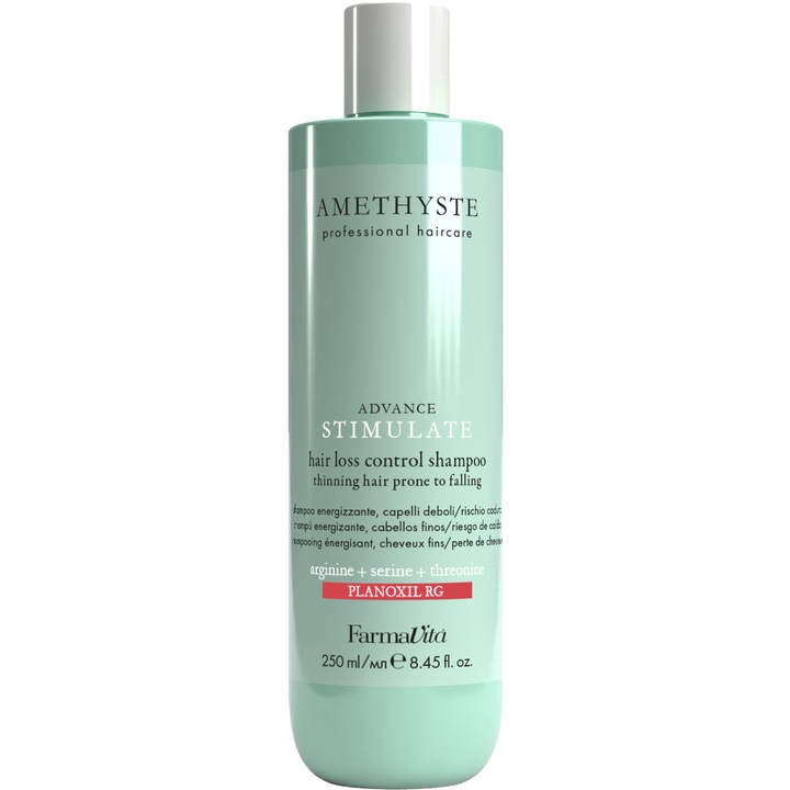 Sampon profesional pentru controlul caderii parului, cu arginina, serina si treonina, Farmavita Amethyste Advance Stimulate, 250 ml