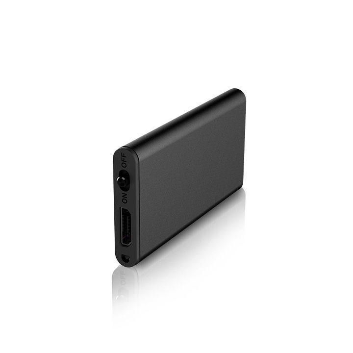 Mini reportofon, VPUINEFE, ultra-subtire, 13 ore de inregistrare, memorie integrata de 8 GB, aliaj de aluminiu, cu casti USB C, dimensiuni produs 4.3 * 2.3 * 0.5 cm