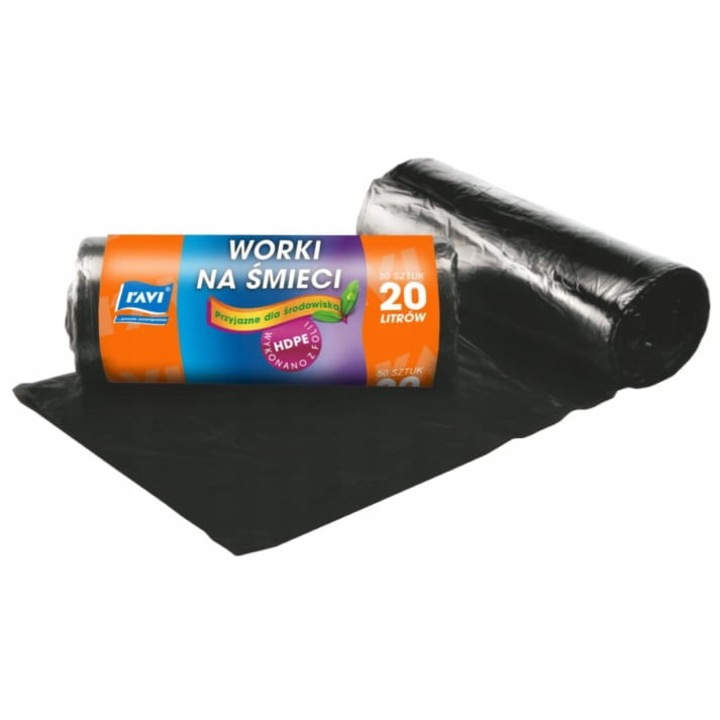 Торби за почистване, 20 л, 50 броя, 45x50 см, черни