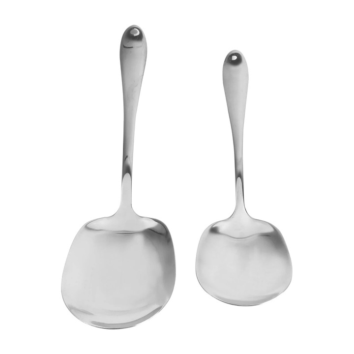 Linguri de servire din otel inoxidabil ZYBLSSBB LSM2xh1958-BCS0101771, set 2 buc., paleta pentru scurs si lingura comuna, inox, 20.5 x 6 cm si 24.7 x 7.2 cm