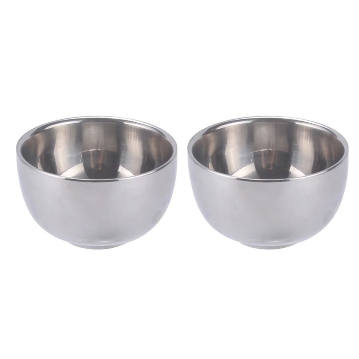 YANYXR dupla falú rozsdamentes acél bögre szett, hőszigetelt, ezüst, 250ml, 2 db