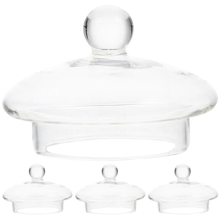 Capace pentru ceainic ZYBLSSBB LSM2xh2446-BCS0026334, din sticla transparenta, 8,2 x 8,2 x 5 cm, pentru ceainic 1000 ml, set de 4 buc