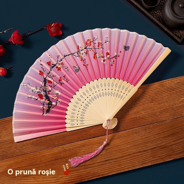 Összecsukható kézi legyező nőknek, bambusz, többszínű