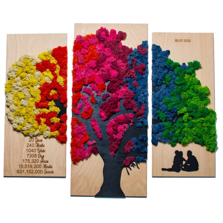 Decor 3 parti Copacul Vietii HH1582 Personalizat cu Licheni - 78 x 60 cm