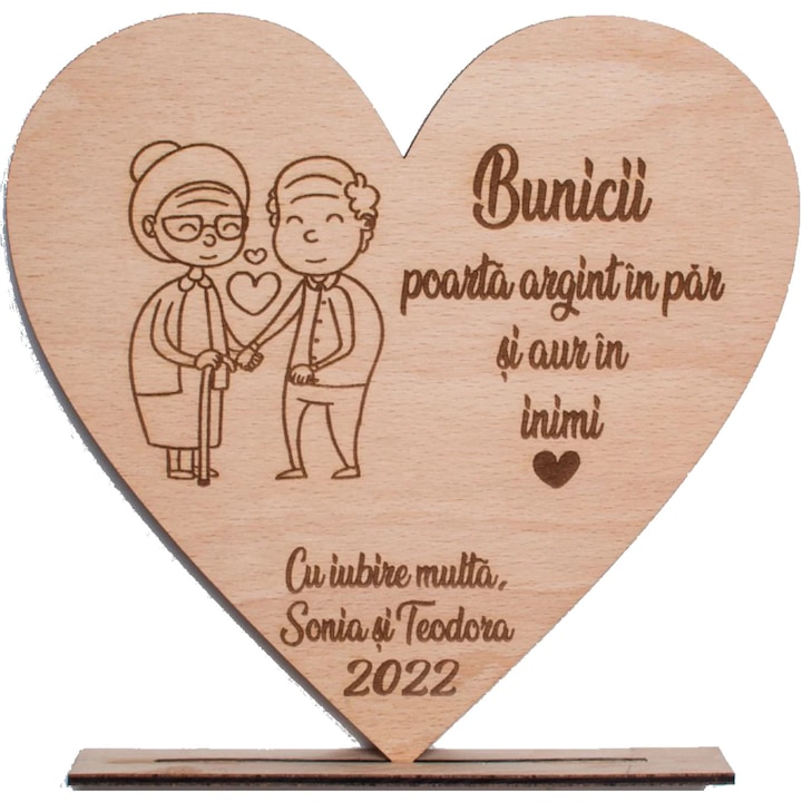 Decor din Lemn HH1584 Personalizat pentru Bunici din partea Nepotilor