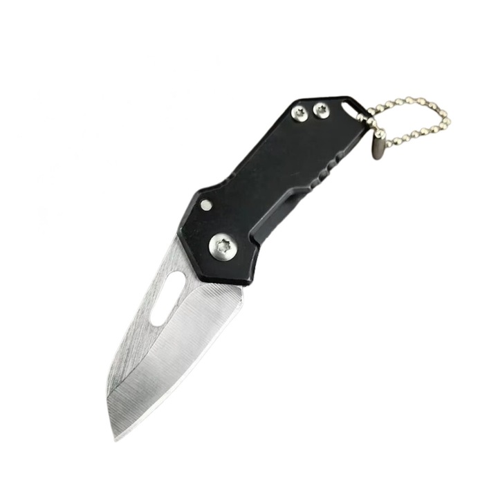 Cutit pliabil, tip breloc, metal, lama 3.5 cm, negru, Dactylion®