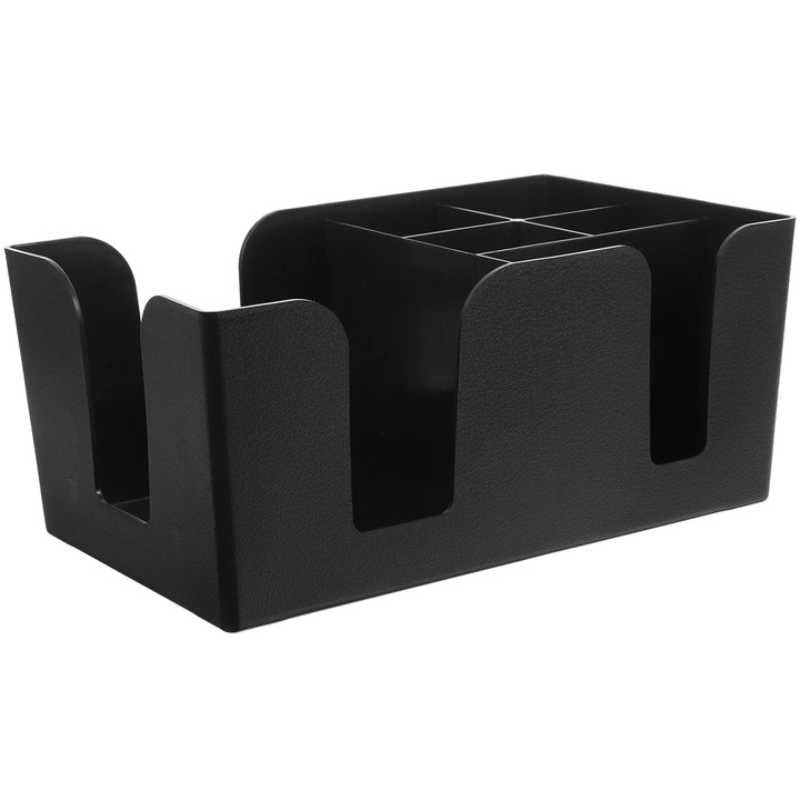 Organizer pentru statie de cafea ZYBLSSBB cu compartimente multiple, din PP, negru, 24 x 14.6 x 10.5 cm