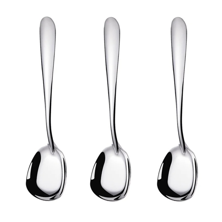 Set 3 linguri YANYXR, inox 304, polisate oglinda, argintiu, 19 cm / 17 cm / 15.5 cm