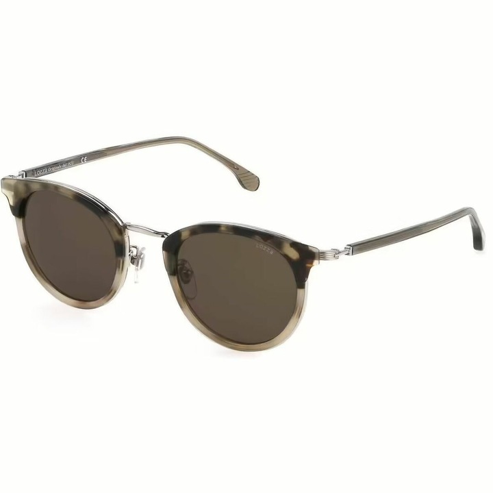 Ochelari de Soare Unisex Lozza SL2393-4902BW, Lentile Maro Ø49mm, UV400, Cadru Metalic Bej, Husa Inclusa