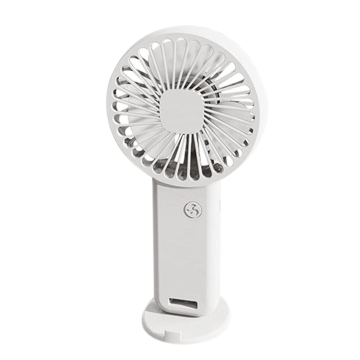 YANYXR mini USB hordozható ventilátor, fehér, 9.2x2.9x18.55cm, állítható 3 sebességfokozat