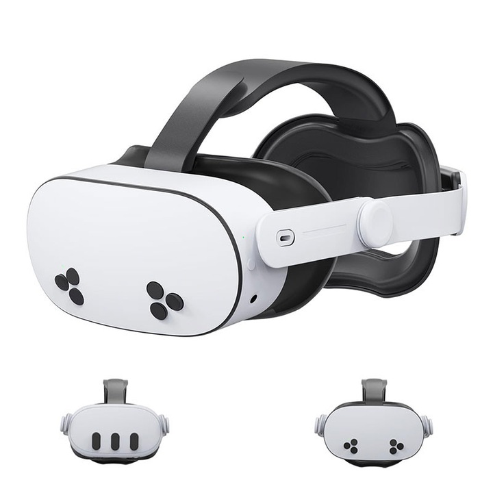 VR каишка, Garsonal, за Meta Quest 3S/Oculus Quest 3, батерия 6000mAh, възглавнички от мемори пяна, бяла