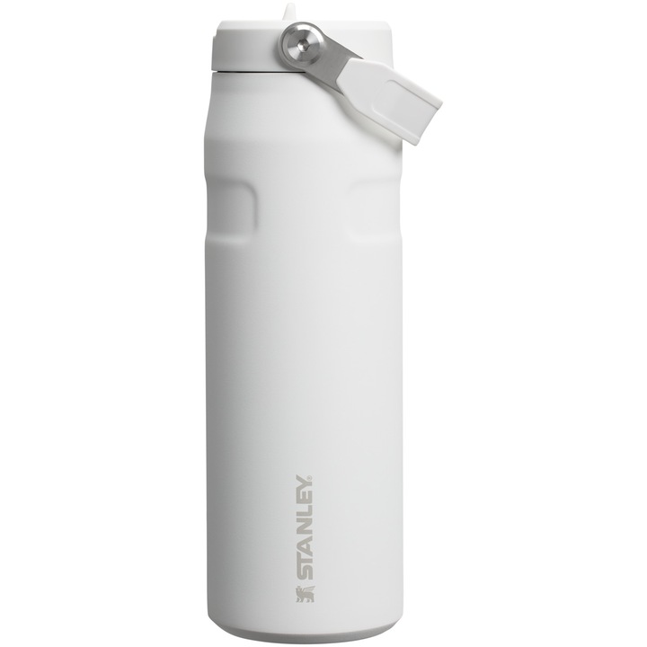 Sticla termos cu pai pliabil Stanley The IceFlow Bottle Flip Straw 2.0 0.7L, 10-11283-144, alb