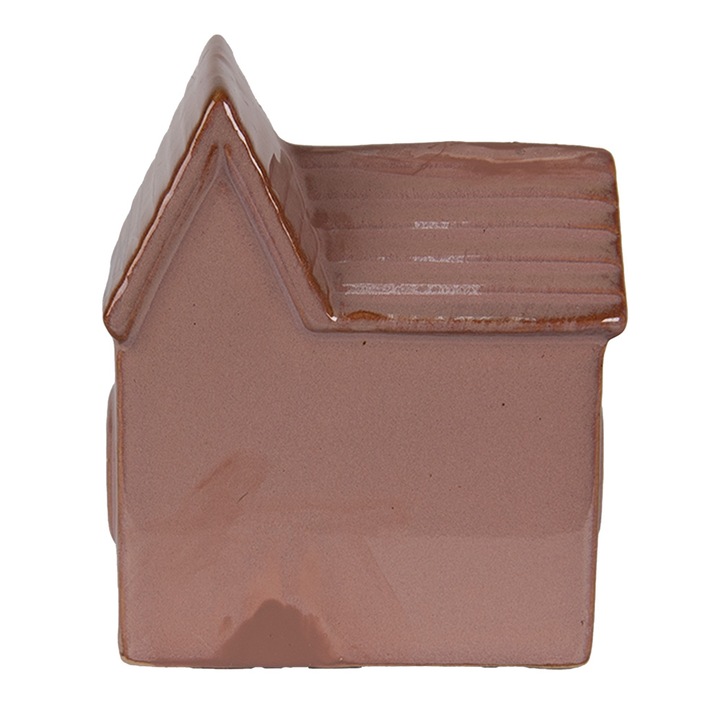 Casuta decorativa ceramica maro cu led 10x6x11 cm