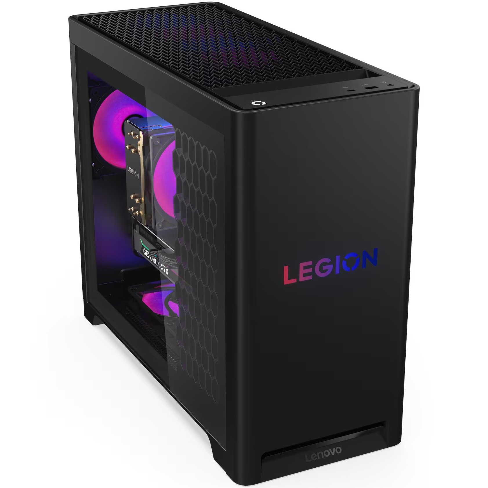 Sistem Desktop PC Gaming Lenovo Legion T5 30AGB10 cu procesor AMD Ryzen™ 9 7950X3D pana la 5.7GHz, 32GB DDR5, 2TB SSD, NVIDIA® GeForce RTX™ 5070 Ti 16GB GDDR7, No OS, Eclipse Black