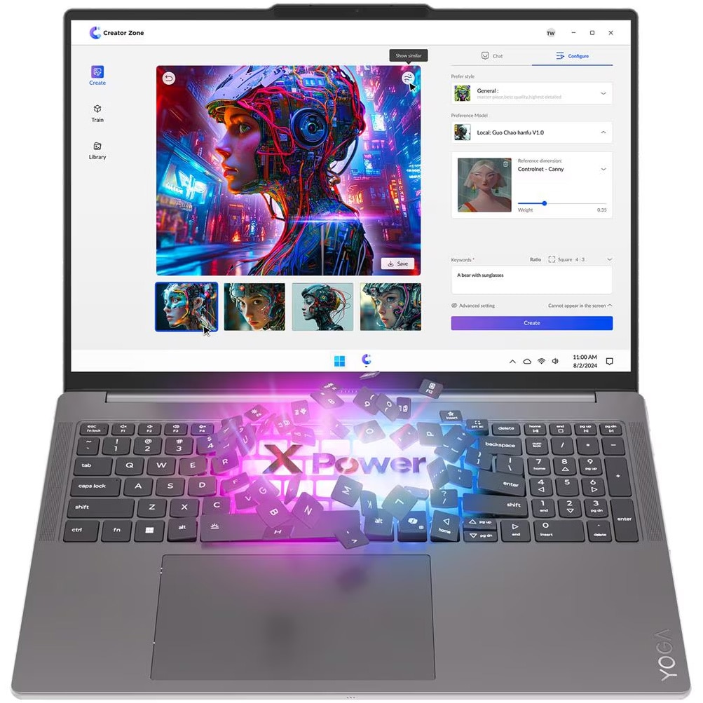 Laptop Lenovo Yoga Pro 9 16IAH10 cu procesor Intel® Core™ Ultra 9 285H pana la 5.4GHz, 16" 3.2K, OLED, 120Hz, Touch, 64GB LPDDR5x RAM, 2TB SSD, NVIDIA® GeForce RTX™ 5070 8GB GDDR7, Windows® 11 Home, Luna Grey, 3y on-site Premium Care