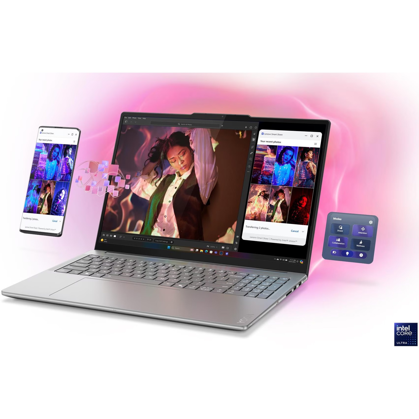 Laptop Lenovo Yoga Pro 9 16IAH10 cu procesor Intel® Core™ Ultra 9 285H pana la 5.4GHz, 16" 3.2K, OLED, 120Hz, Touch, 64GB LPDDR5x RAM, 2TB SSD, NVIDIA® GeForce RTX™ 5070 8GB GDDR7, Windows® 11 Home, Luna Grey, 3y on-site Premium Care