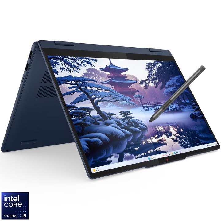 Laptop Lenovo IdeaPad 5 2-in-1 14IAL10, Intel® Core™ Ultra 5 225H processzorral akár 4.9GHz-ig, 14'', WUXGA, OLED, Érintőkijelző, 16GB LPDDR5x RAM, 1TB SSD, Intel® Arc™ 130T, Operációs rendszer nélkül, Cosmic Blue