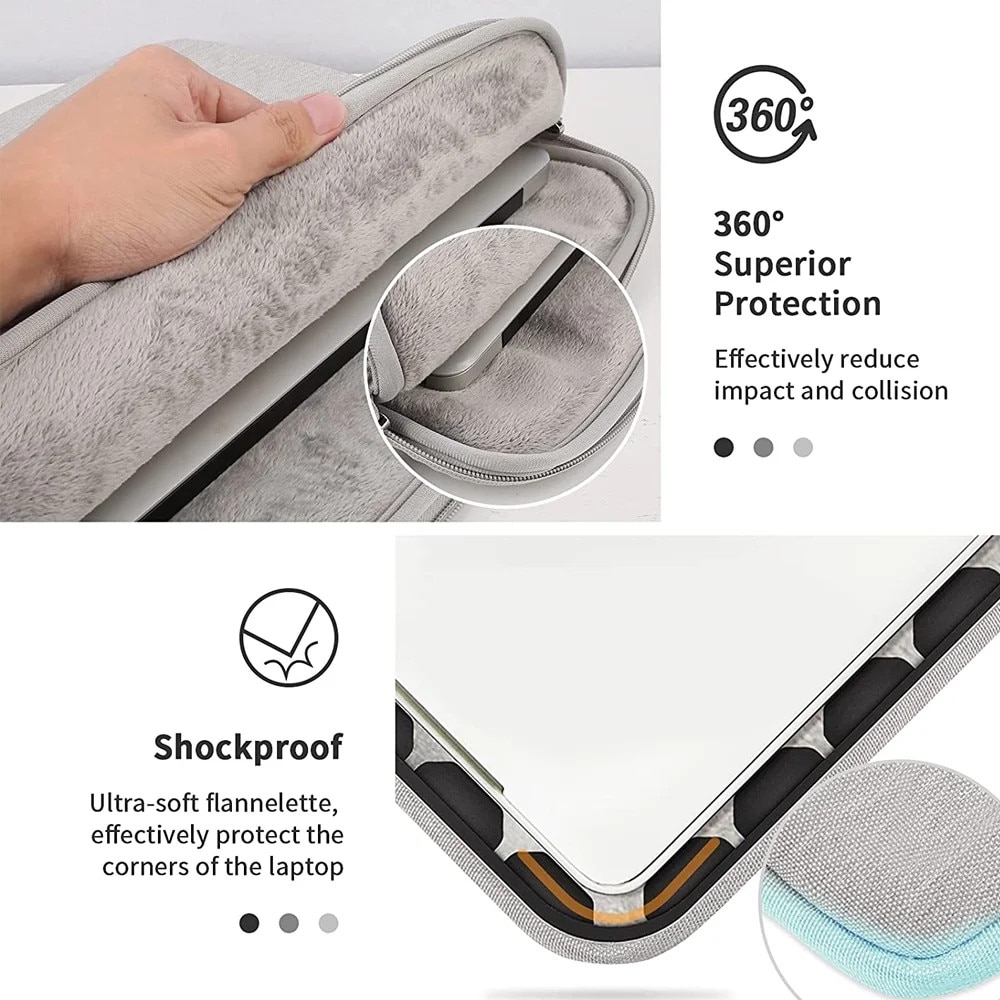 YANYXR, husa pentru laptop din material impermeabil captusita, cu maner, buzunar frontal si centura pentru troler, BCS3230715, alb/khaki, 13,3 inch
