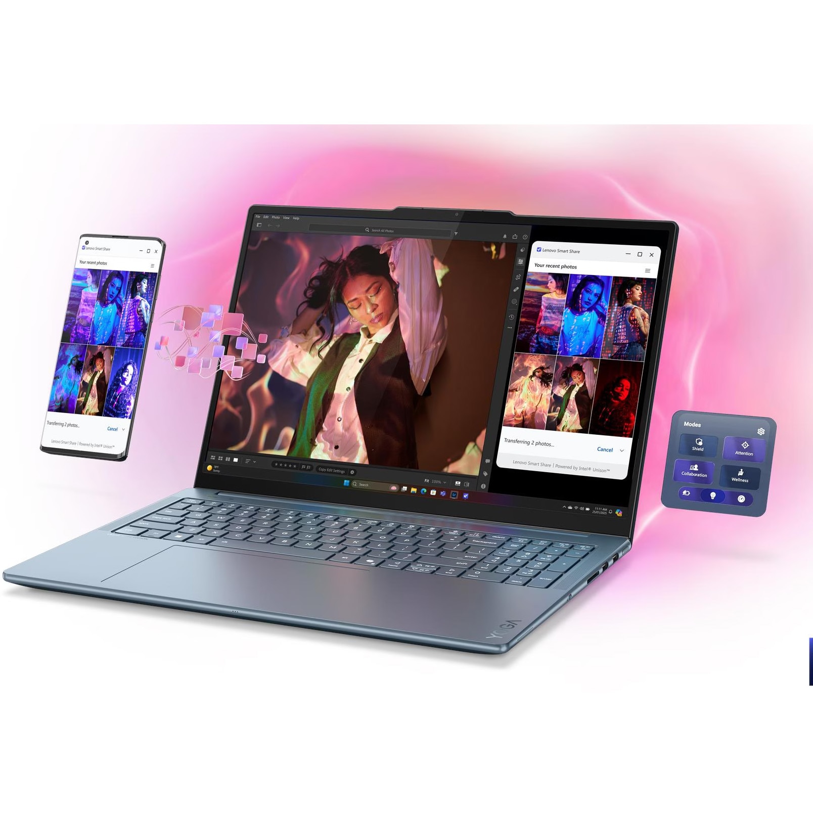 Laptop Lenovo Yoga Pro 9 16IAH10 cu procesor Intel® Core™ Ultra 9 285H pana la 5.4GHz, 16" 3.2K, OLED, 120Hz, Touch, 64GB LPDDR5x RAM, 2TB SSD, NVIDIA® GeForce RTX™ 5070 8GB GDDR7, Windows® 11 Home, Tidal Teal, 3y on-site Premium Care