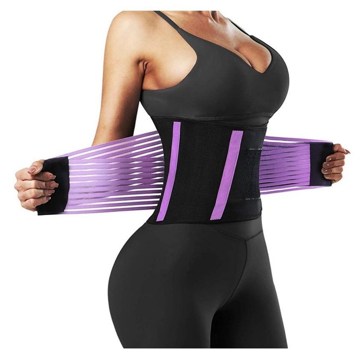 Centura slabit Omelivon, corset, compresie dubla, violet, XL