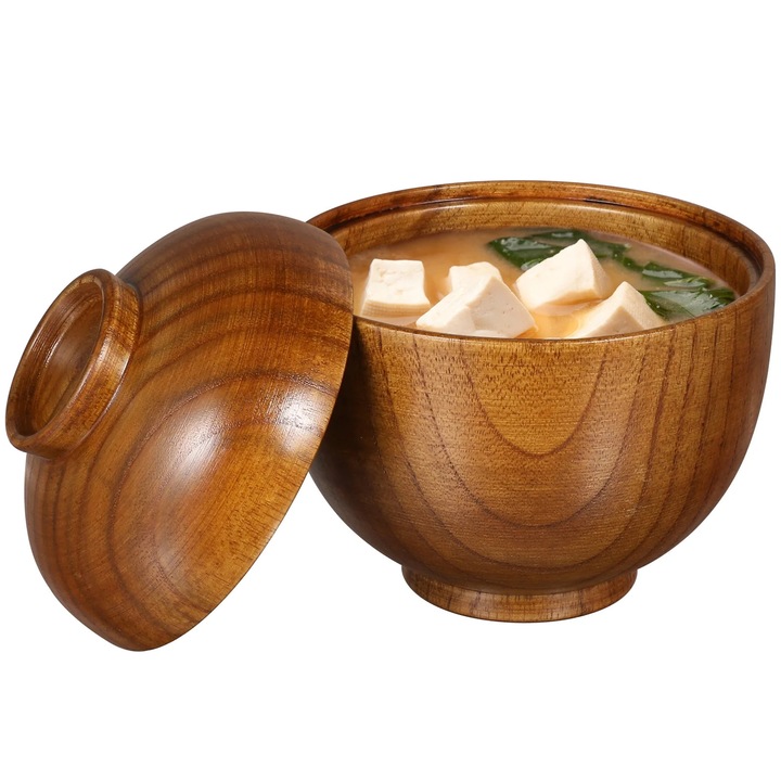 Boluri din lemn YANYXR 10x9x9cm maro set 2 piese cu capac